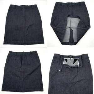 NEW Talbots Dark Wash Pinstripe Straight Pencil Denim Skirt Women's 12 34x22"